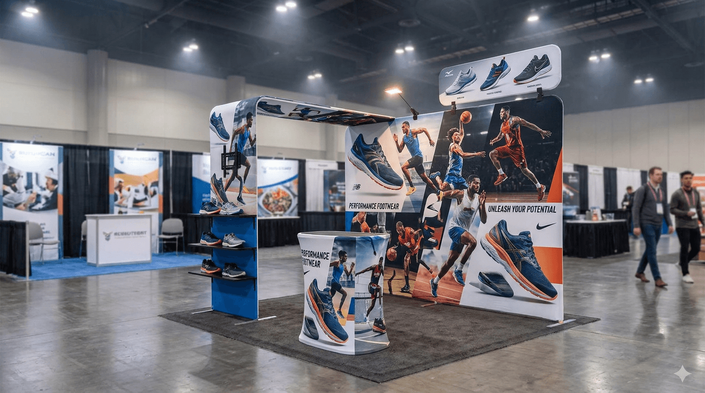 sports event exhibition booth tension fabric trade show standout booth with quick installation