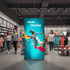 seg lightbox banner stand portable backdrop display stand with 'Hello Display' text in a store setting