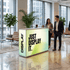 SEG lightbox counter — backlit fabric graphic close-up detail