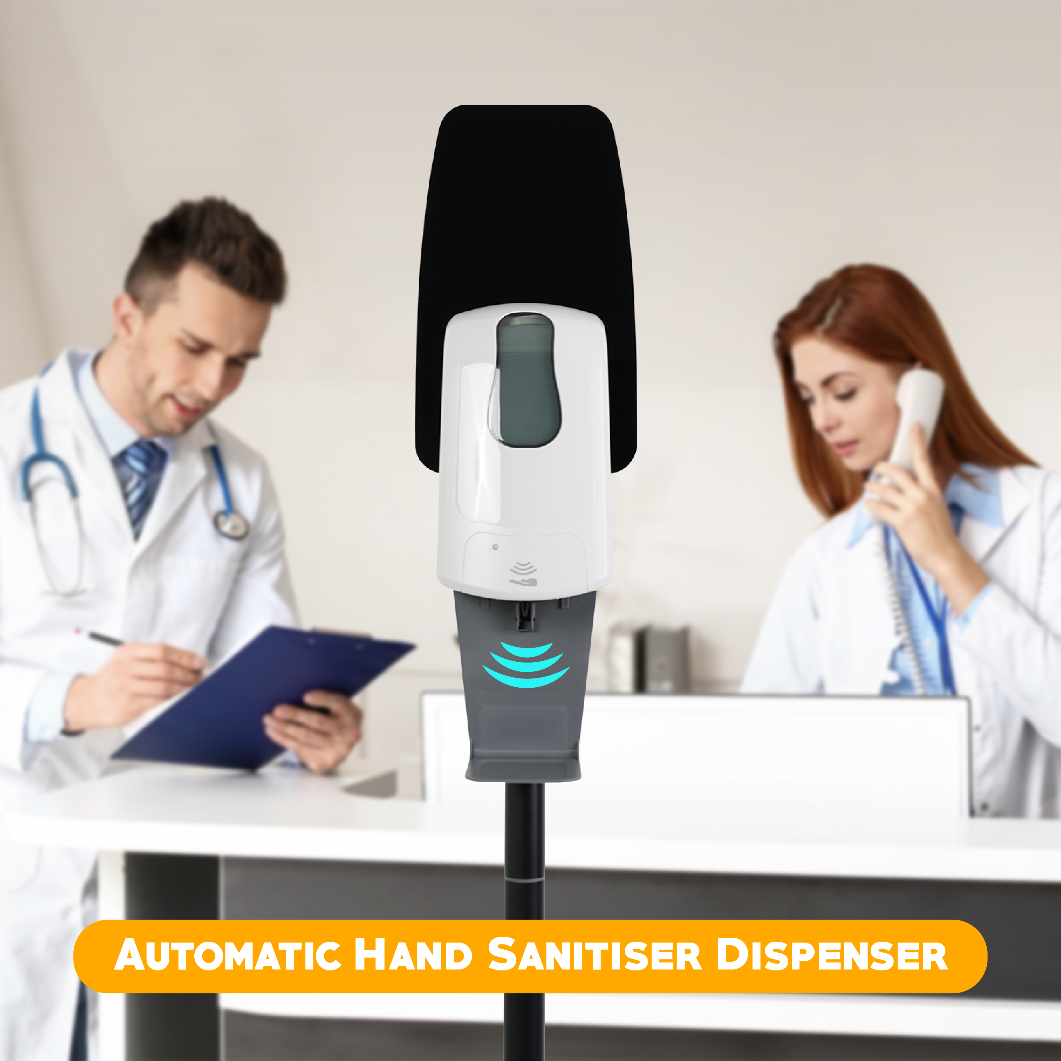 automatic hand sanitiser dispenser in hospital