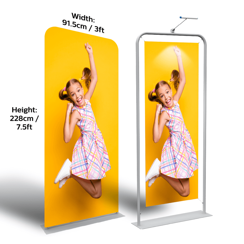 tube tension fabric banner full view 3ft / 91.5cm (W) x 7.5ft / 228cm (H) trade show roadshow exhibition