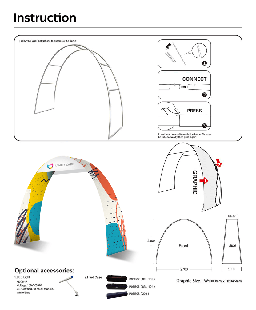 Semi-Circle Arch Tension Fabric Display instructions